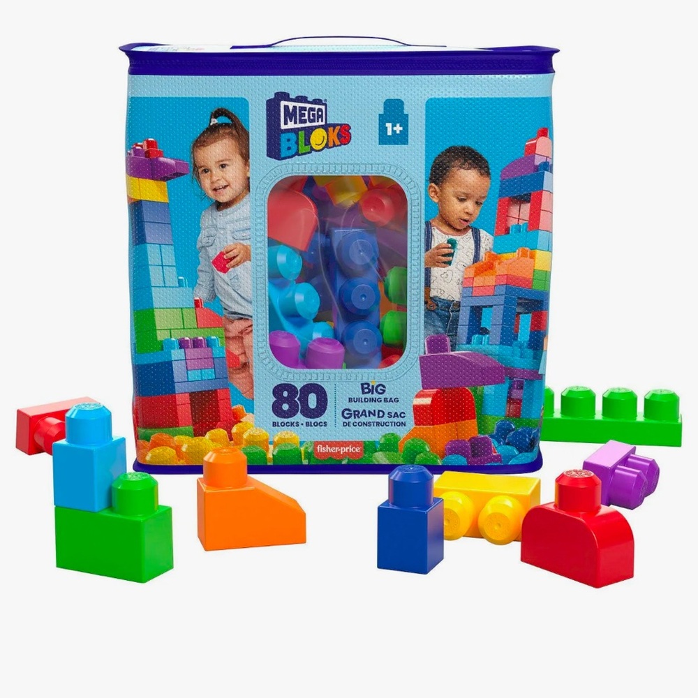 MEGA Bloks Fisher-Price Blue Big Building Bag With Storage (80pcs)